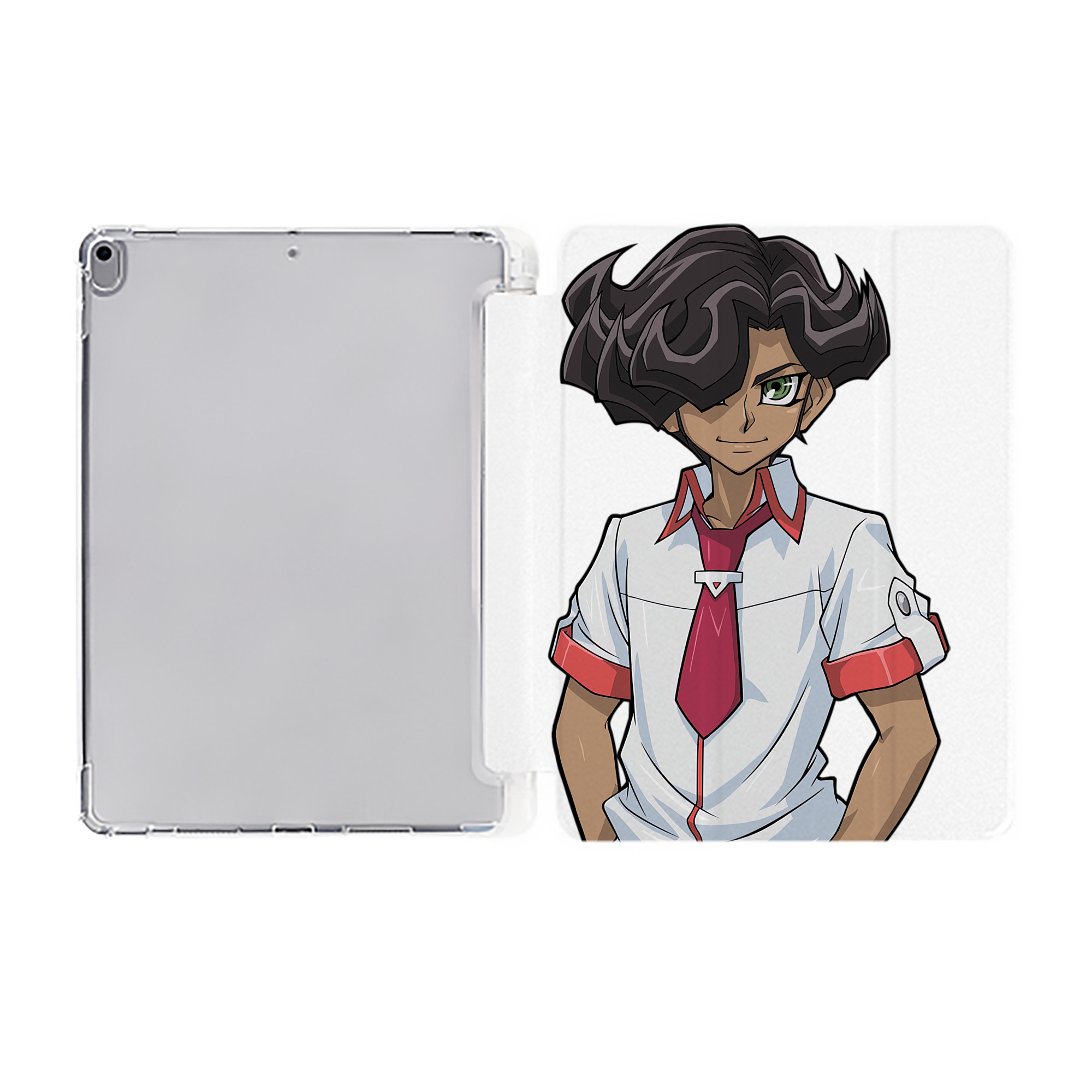 （画像用） 遊☆戯☆王 Yu-Gi-Oh! IPad ケース ペン収納付き 三つ折りスタンド PUレザー×シリコン 対応機種9.5/10.5/10.9インチ